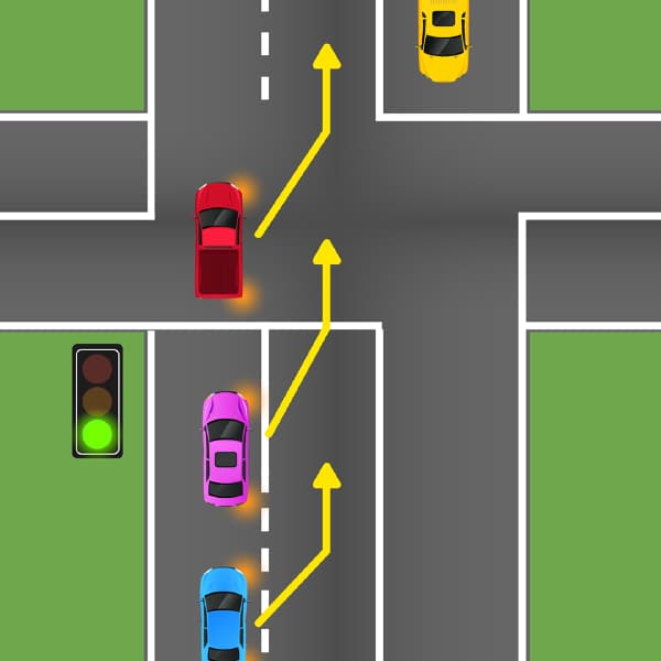 diagram of cars changing lanes