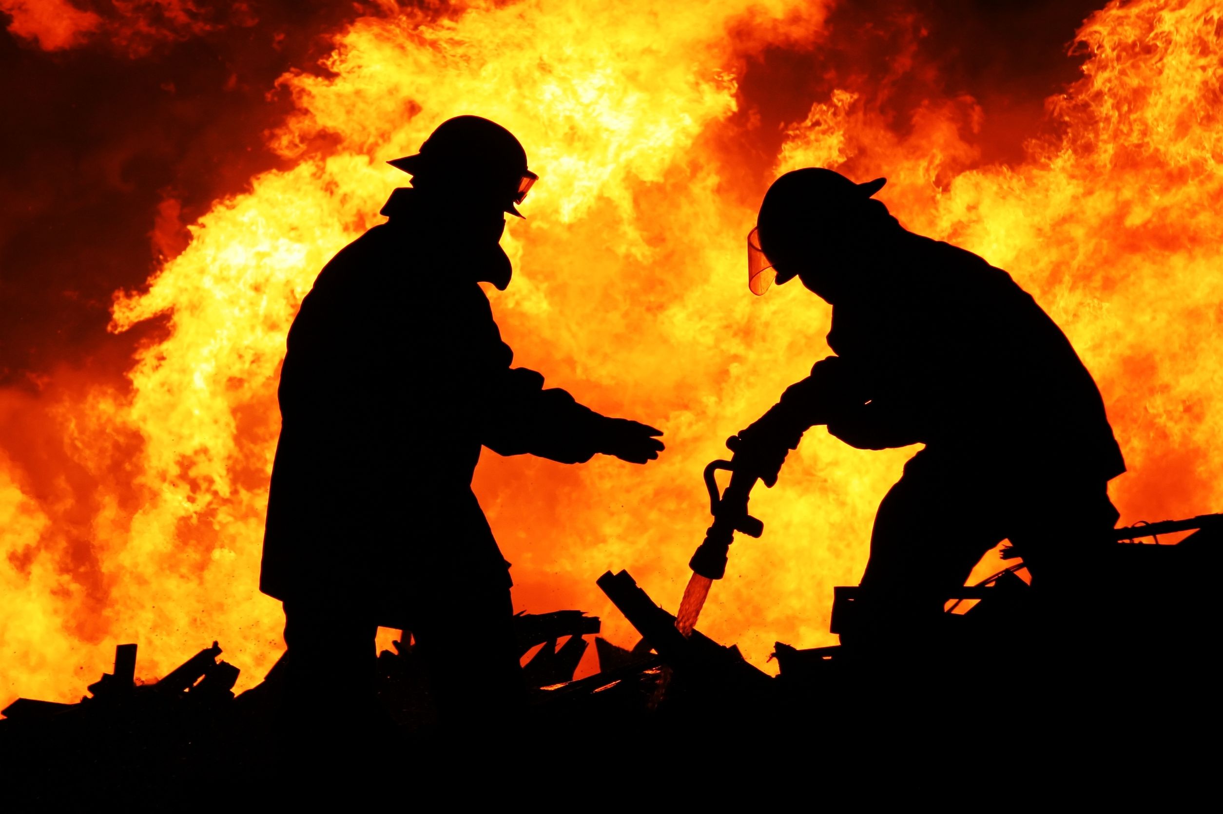 Firemen fighting a fire